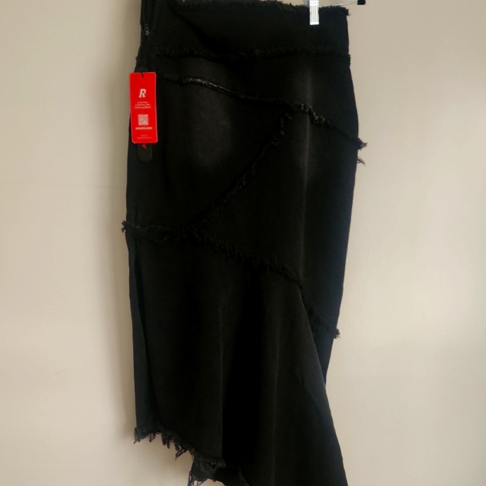 Black Frayed Hem Skirt